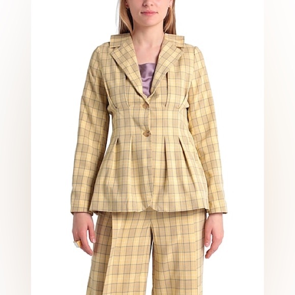 Topshop Jackets & Blazers - Topshop Yellow Plaid Women’s Blazer | Size 2
